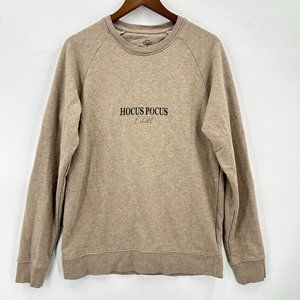 Om & Ah London Sweatshirt Womens Pullover Hocus Pocus & Chill Round Neck Beige M